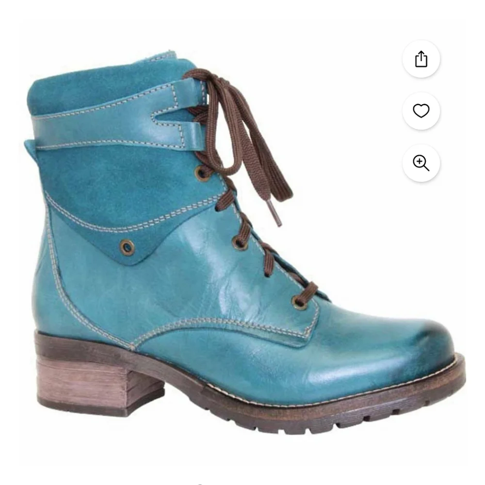 Women's Dromedaris Kara Boot Teal Size 37 combat boots shoes 6.5-7 fit_3